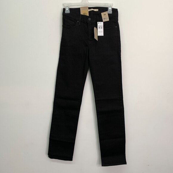 Levi's Women's 2 Jeans 314 Shaping Straight Black Stellar Stretch Jeans W26 L32 - Picture 1 of 8